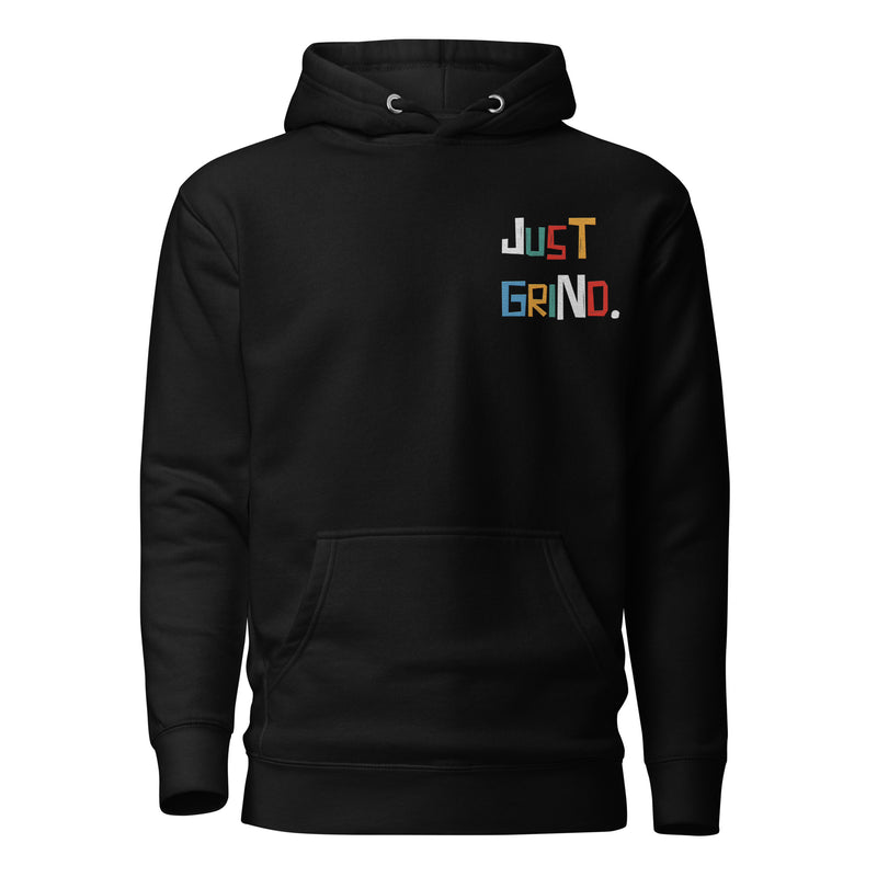 Embroidered "Just Grind" Black Hoodie