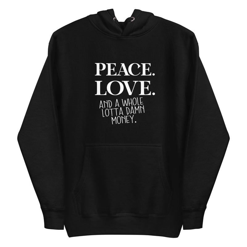 Peace, Love, Money Black Hoodie