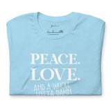 Peace. Love. Money Light Blue T Shirt