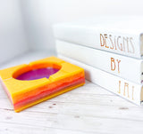 "6 am Sunrise" Yellow, Orange, Pink Colored Coaster/Candle Holder/Ashtray