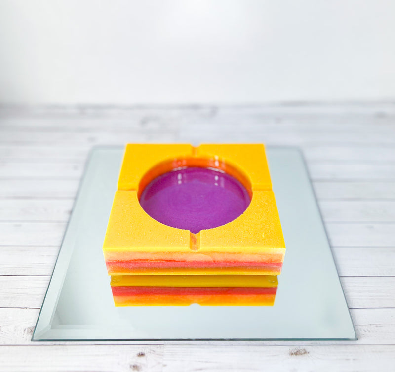 "6 am Sunrise" Yellow, Orange, Pink Colored Coaster/Candle Holder/Ashtray