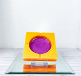 "6 am Sunrise" Yellow, Orange, Pink Colored Coaster/Candle Holder/Ashtray