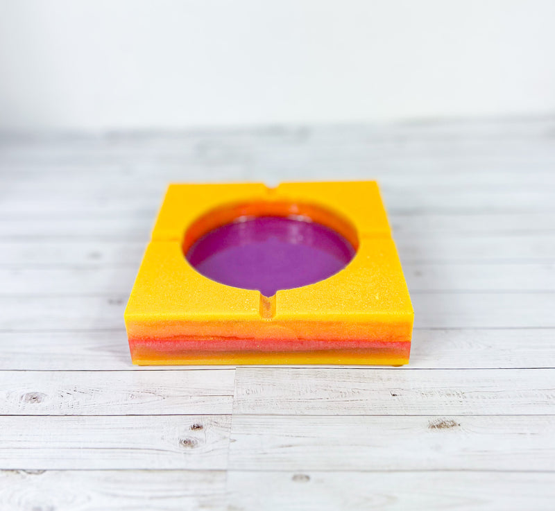 "6 am Sunrise" Yellow, Orange, Pink Colored Coaster/Candle Holder/Ashtray