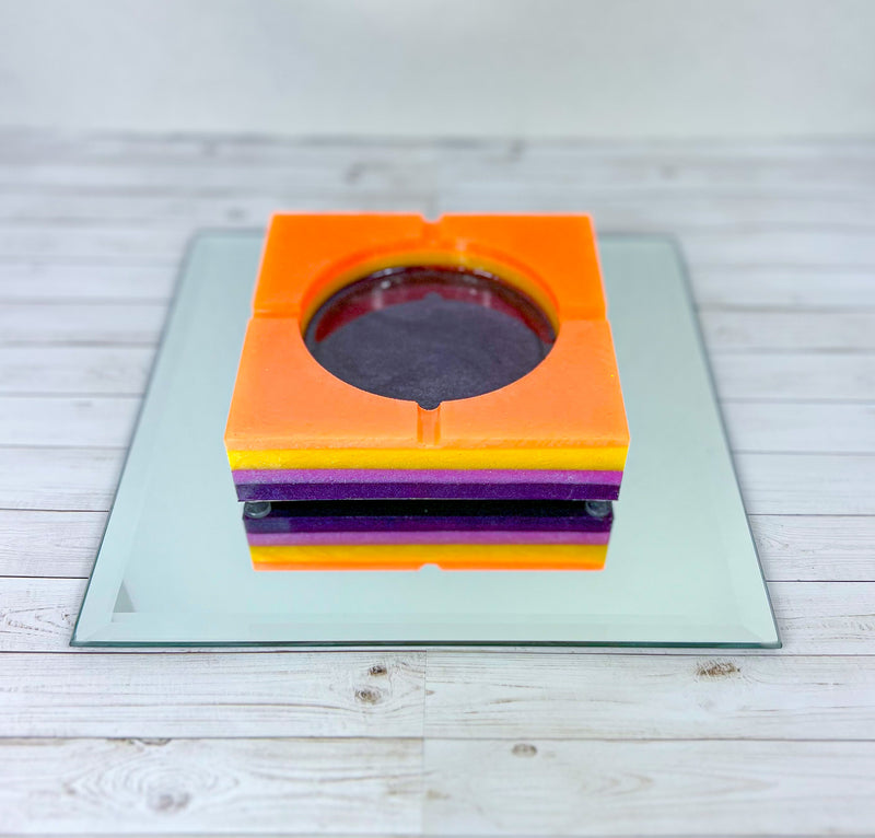 "Sunset’s Just Look Better" Orange, Yellow, Pink, Purple Colored Coaster/Candle Holder/Ashtray