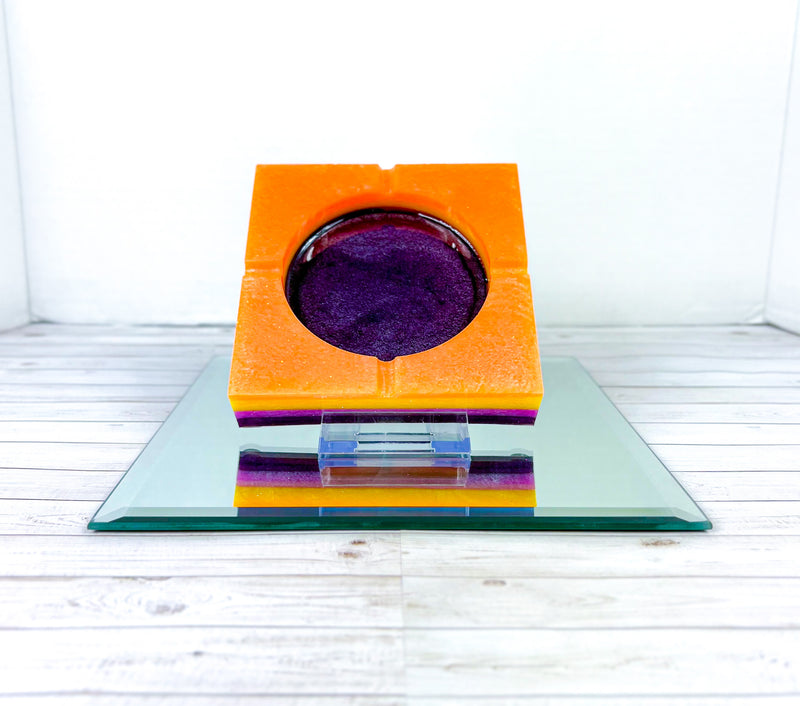 "Sunset’s Just Look Better" Orange, Yellow, Pink, Purple Colored Coaster/Candle Holder/Ashtray