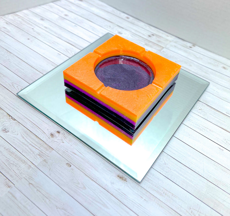 "Sunset’s Just Look Better" Orange, Yellow, Pink, Purple Colored Coaster/Candle Holder/Ashtray