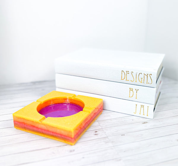 "6 am Sunrise" Yellow, Orange, Pink Colored Coaster/Candle Holder/Ashtray