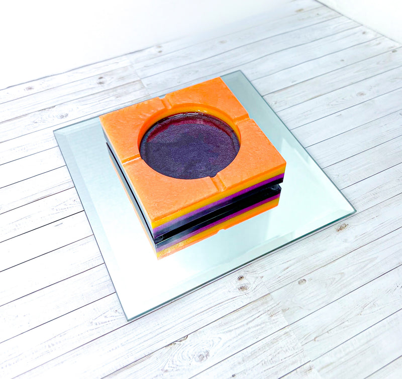 "Sunset’s Just Look Better" Orange, Yellow, Pink, Purple Colored Coaster/Candle Holder/Ashtray