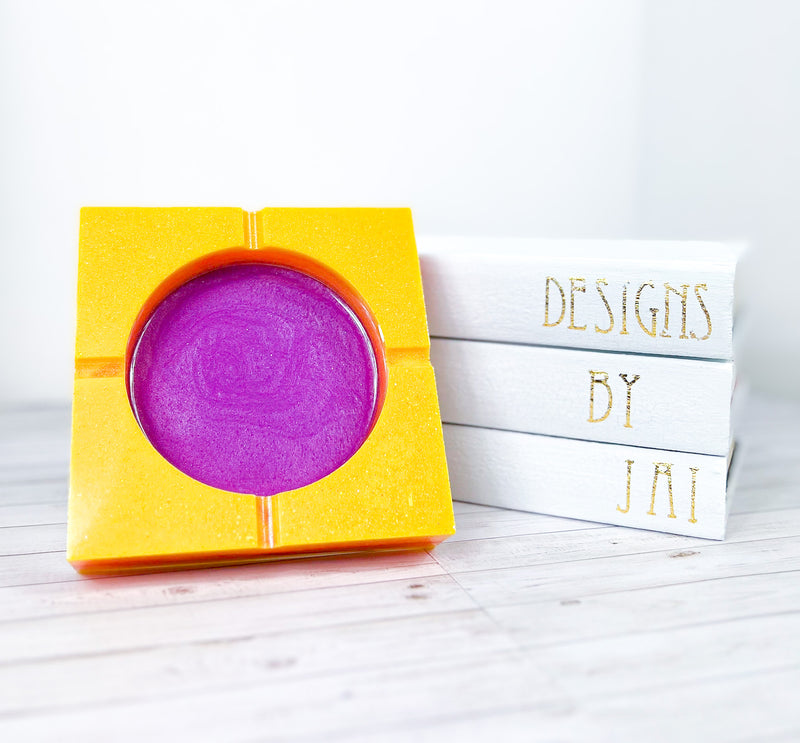 "6 am Sunrise" Yellow, Orange, Pink Colored Coaster/Candle Holder/Ashtray